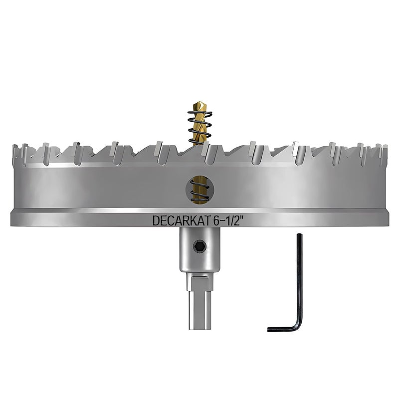 DECKRKAT 6-1/2" TCT Hole Saws for Hard Metal, Heavy Duty 165mm Tungsten Carbide Tipped Hole Cutters Set with Spring-Loaded Pilot Drill Bits for Stainless Steel, Metal, Iron, and Plastic. - Image 1